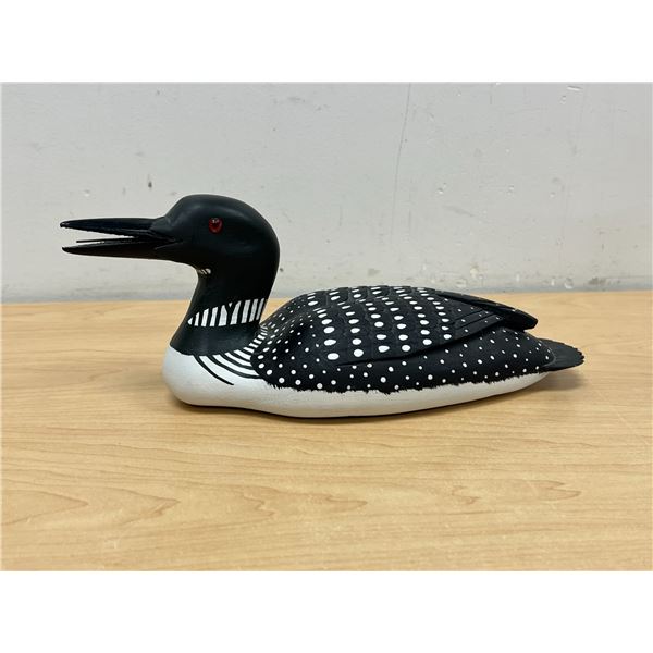 Hand Crafted Loon Duck Decoy Signed "Lew" 12"