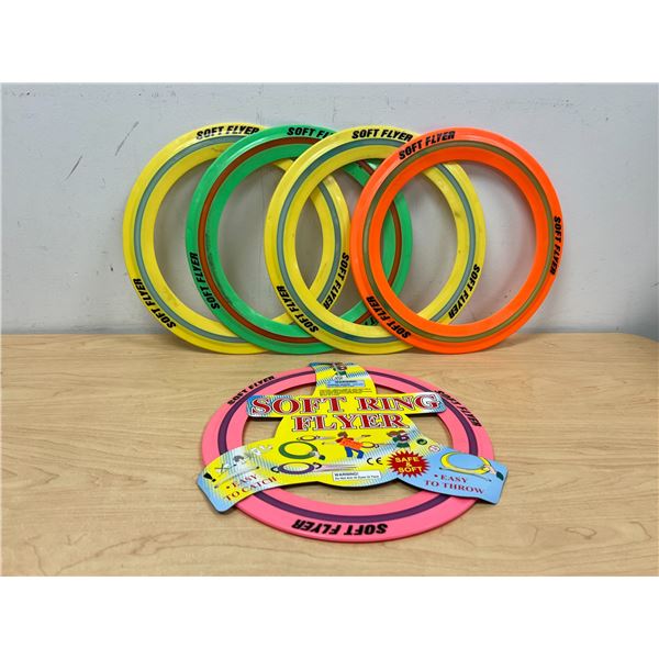 Lot of 5 Soft Flyer Flying Rings / Frisbees - one is new, see all photos