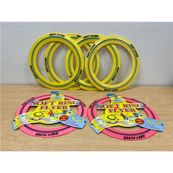 Lot of 6 Soft Flyer Flying Rings / Frisbees - two new ones, see all photos