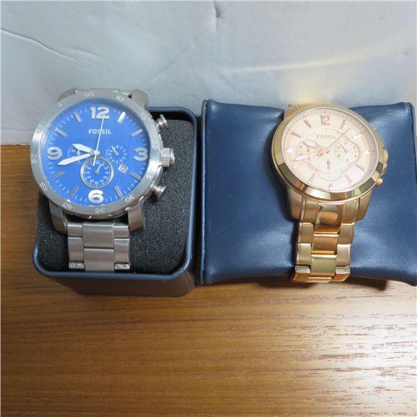 2 FOSSIL Men's watches.  Both in gently used working condition.  No COA - please see photos
