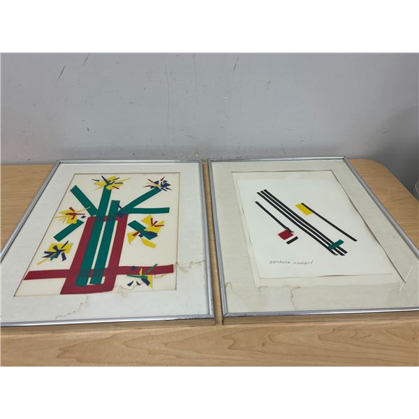 2 Barbara Kaplan Original Tape Art - Frames approx: 14.25x18.25 (see photos for condition)