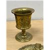 Image 3 : Antique French Brass Smoking Set (ashtray 5") - see all photos for details