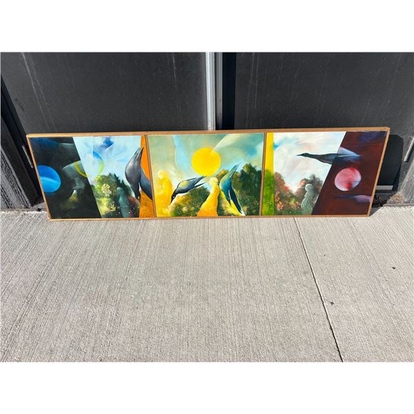 Original Tri-Panel Frame Art - Larger Frame: 61.5x16.5"