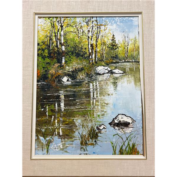Lajo Cymbalski Original Art - Vibrant with Heavy Texture - Frame: 27x33" see pics of framing issue