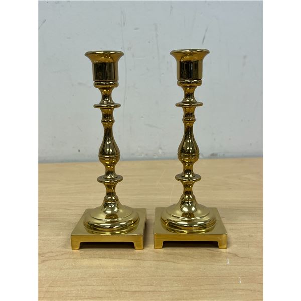 Pair Brass Candle Holders 7.25"