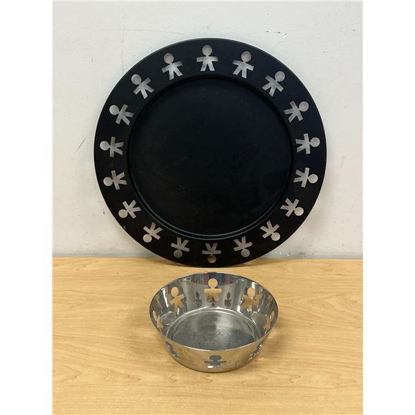 Italian Alessi 15.75" Serving Tray & 7" Fruit Dish