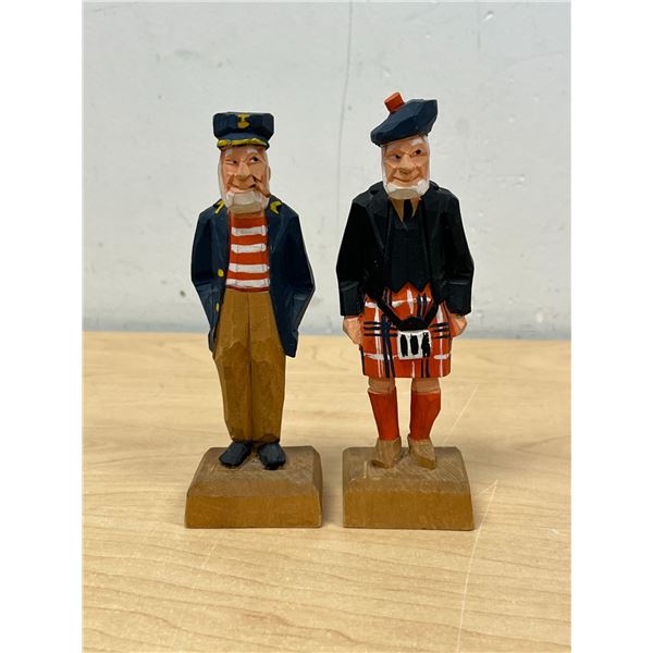 Folk Art Carved Painted Wood Figures by Hannah (Canada) 5.5"