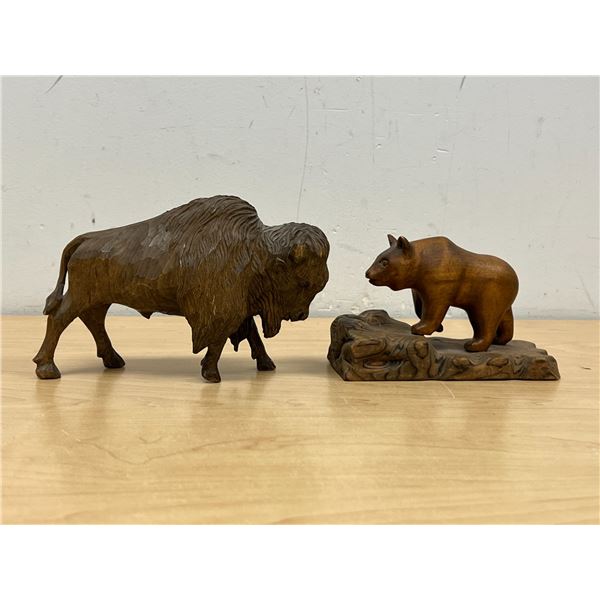 Bison & Bear Wood Sculptures - see all photos - Bison 7"W