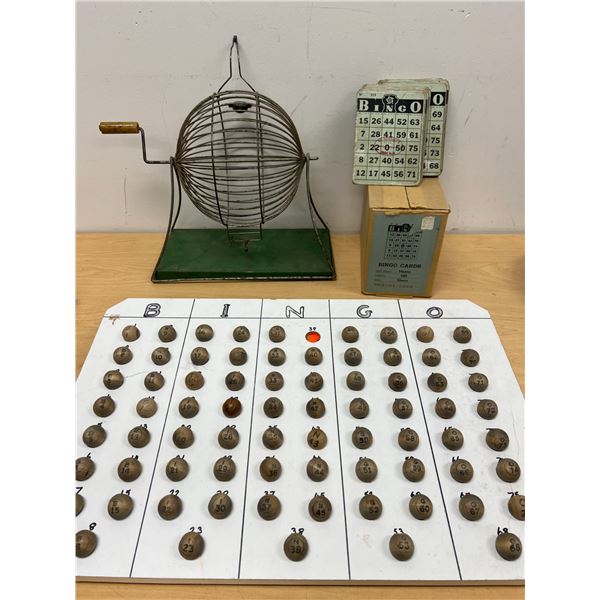 Vintage Bingo Set up - missing one ball - see all photos