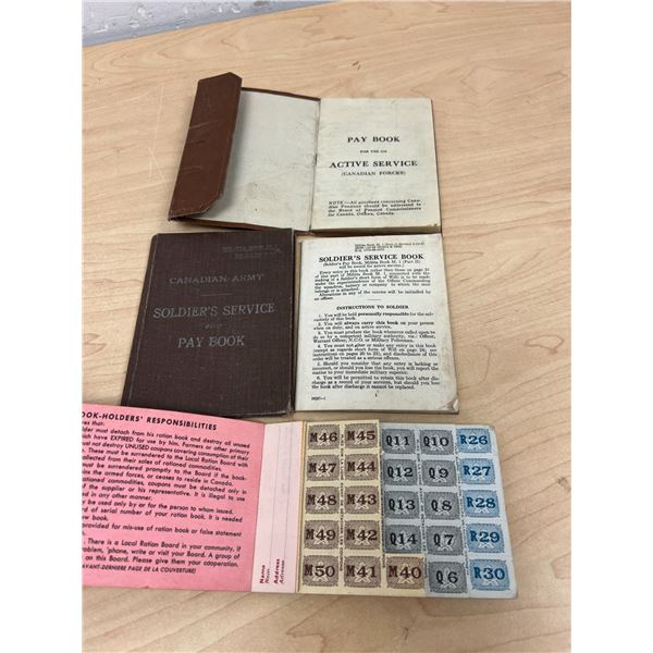 Father & Son WWI & WWII Soldiers Service Books with Ration Book 5 - see all photos