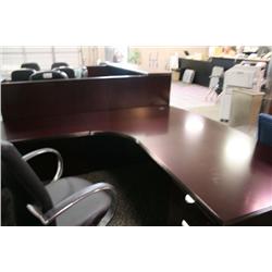 Mahogany Bowfront L Shaped Executive Desk