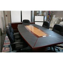 Leather With Cherry Inlay 8' Boardroom Table With