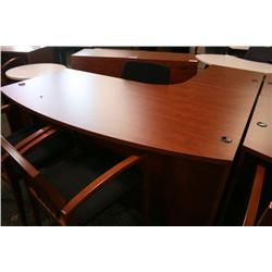 Cherry L Shape Bowfront Executive Desk Style 1