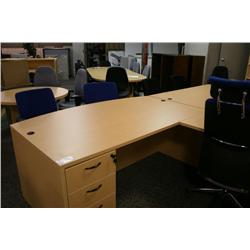 Maple L Shaped Bowfront Executive Desk