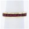 Image 6 : 18k Yellow Gold Channel GIA Square Step Burma Ruby Wide Eternity Stack Band Ring
