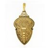 Image 1 : Antique Victorian 14k Gold Etruscan Revival Bead Wire Work Large Shield Pendant