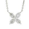 Image 2 : NEW Platinum 0.56 ctw Prong Marquise Diamond Flower Pendant Cable Chain Necklace