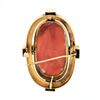 Image 4 : LARGE Antique Victorian 18k Gold GIA NO DYE Carved Coral Cameo Pearl Brooch Pin