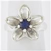 Image 1 : Tiffany & Co. Sterling Silver Cabochon Purple Iolite Flower Leaf Cocktail Ring
