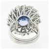 Image 7 : Platinum Handmade GIA Ceylon NO HEAT Oval Sapphire & Marquise Diamond Halo Ring