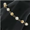 Image 3 : Vintage 14k Yellow Gold White Pearl & Grooved Ball Bead Charm Bracelet