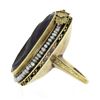 Image 6 : 14k Gold Left Facing Amethyst Cameo Ring w/ Seed Pearl Filigree & Floral Frame