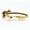 Image 4 : Victorian Revival 14k Gold Ruby Pearl Dual Snake Bypass Hinged Bangle Bracelet