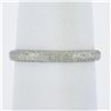 Image 5 : Antique 18K White Gold 2.3mm Engraved Wheat Work Eternity Stackable Band Ring