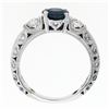 Image 8 : 14K White Gold 1.60 ctw Round Sapphire Solitaire Diamond Milgrain Engagement Rin
