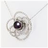 Image 3 : 11mm Tahitian Pearl and 1.33 ctw Diamond 14K White Gold Necklace/Pendant