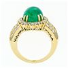 Image 9 : Vintage 18k Gold 11.08 ctw AGL Oval Cabochon Emerald & Pave Diamond Cocktail Rin