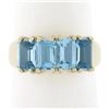 Image 7 : Solid 14K Yellow Gold 3 ctw Prong Set Emerald Cut Blue Topaz Stackable Band Ring