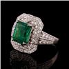 Image 2 : 3.92 ctw Emerald and 0.85 ctw Diamond Platinum Ring (GIA CERTIFIED)