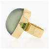 Image 6 : 22K Gold Large GIA Oval Cabochon Bezel Cat's Eye Moonstone Trillion Peridot Ring