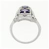 Image 7 : 14K White Gold 1.80 ctw Amethyst & Diamond Filigree Etched Milgrain Platter Ring