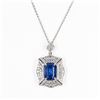 Image 2 : 5.41 ctw Blue Sapphire and 1.34 ctw Diamond Platinum Pendant (GIA CERTIFIED)