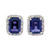 Image 5 : 18k White Gold 3.38 ctw Rectangular Step Cut Amethyst & Diamond Halo Stud Earrin