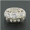 Image 2 : Antique Edwardian 14k TT Gold 1.56 ctw European Diamond Wide Domed Cocktail Ring