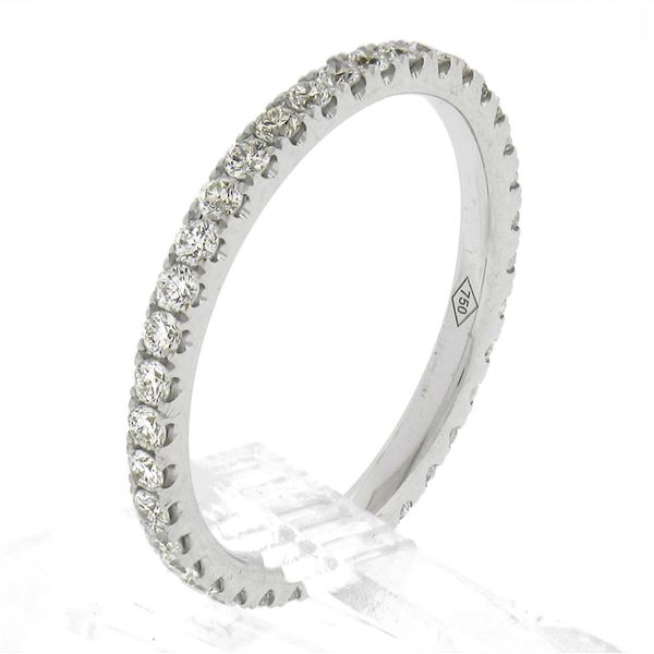 Solid 18k White Gold .59 ctw Round Brilliant Prong Set Diamond Eternity Band Rin