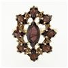 Image 4 : Vintage 14K Yellow Gold Marquise Prong Garnet Open Spray Flower Cocktail Ring
