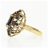 Image 5 : Vintage 14K Yellow Gold Marquise Prong Garnet Open Spray Flower Cocktail Ring