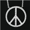 Image 5 : 14k White Gold .50 ctw Round Diamond 17.9mm Peace Sign Pendant & Adjustable Chai