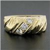 Image 8 : Vintage Men's 10K Rosy Yellow Gold .50 ctw Diamond Textured & Polished Band Ring