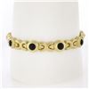 Image 1 : Vintage Solid 14k Yellow Gold Round Bezel Set Black Onyx Geometric Link Bracelet