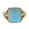 Image 6 : Vintage 14k Yellow Gold Cabochon Bezel Turquoise Open Filigree Work Ring