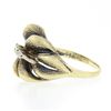 Image 7 : Vintage 14K Yellow Gold Puffed 3D Textured Multi Leaf Ring w/ Single Cut Diamond