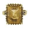 Image 4 : Vintage 18k Gold Emerald Cut Prong Citrine Wire Open Work Basket Cocktail Ring