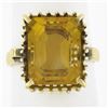 Image 7 : Vintage 18k Gold Emerald Cut Prong Citrine Wire Open Work Basket Cocktail Ring