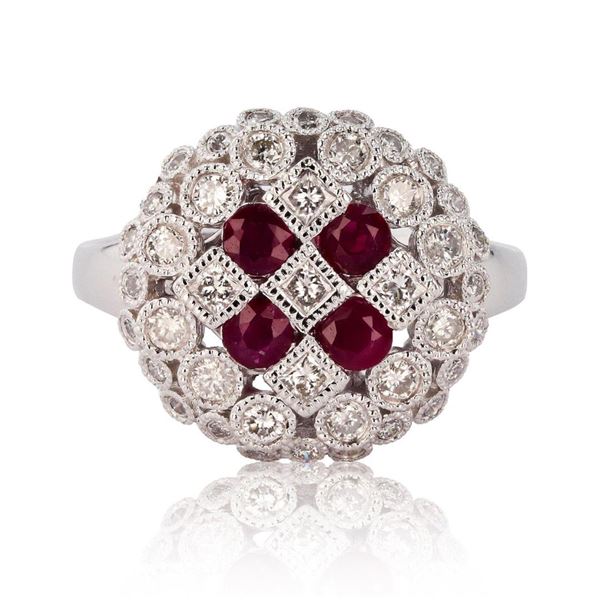 0.66 ctw Ruby and 0.70 ctw Diamond Platinum Ring