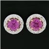 Image 3 : Platinum & 14K Gold 3.06 ctw GIA Pink Sapphire Diamond Halo Cluster Stud Earring